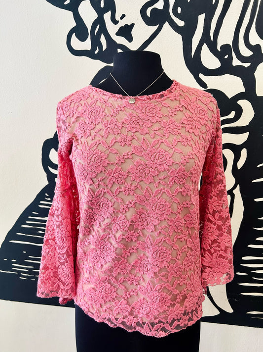 Bucko - Lace Lana Bell Top - Rosy Coral