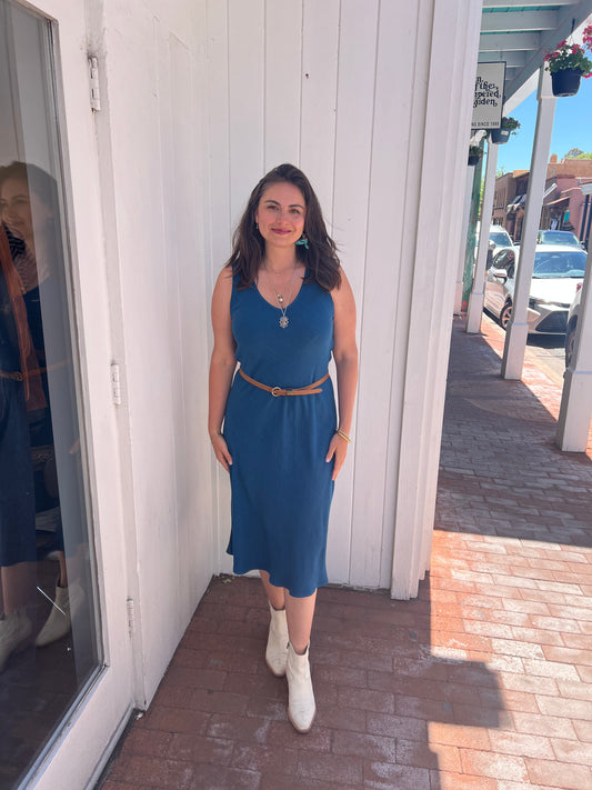 Bucko | Viscose Linen Midi Dress | Teal