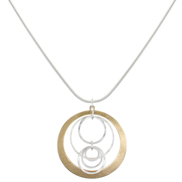 Marjorie Baer - Cutout Disc with Hammered Rings Necklace