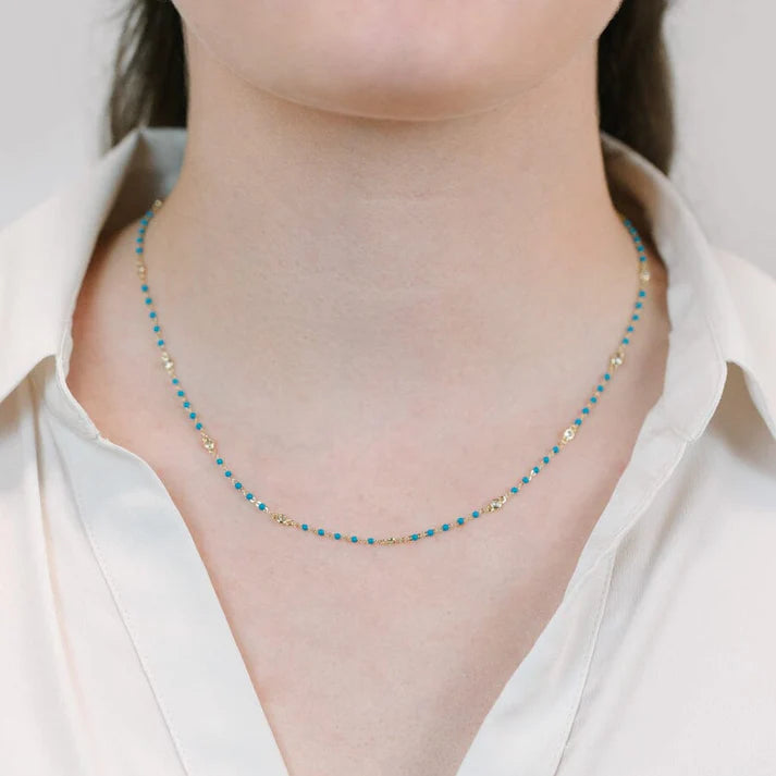 Athena | Beaded Bezel Necklace