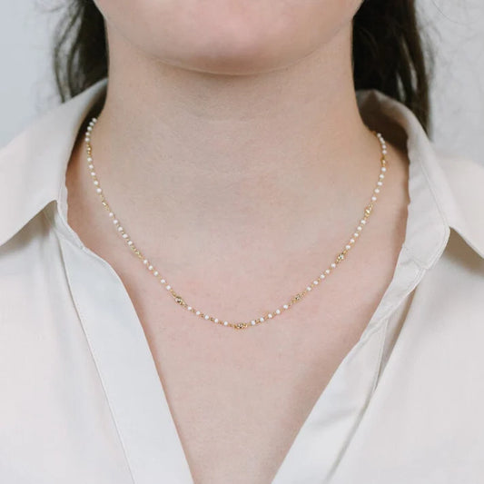 Athena | Beaded Bezel Necklace