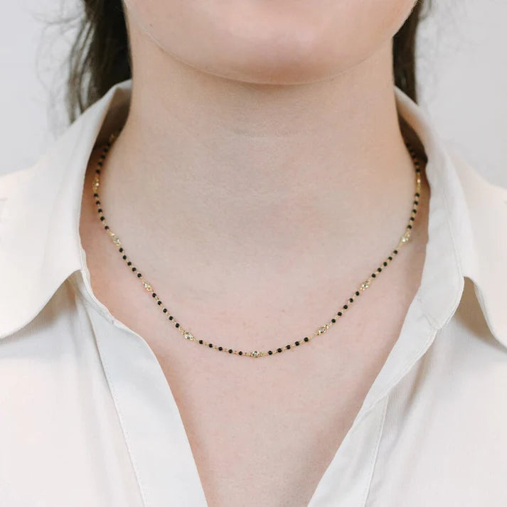 Athena | Beaded Bezel Necklace