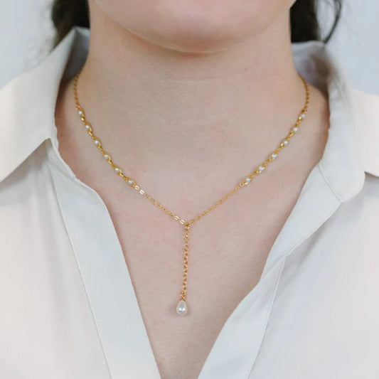 Athena | Pearl Lariat Necklace