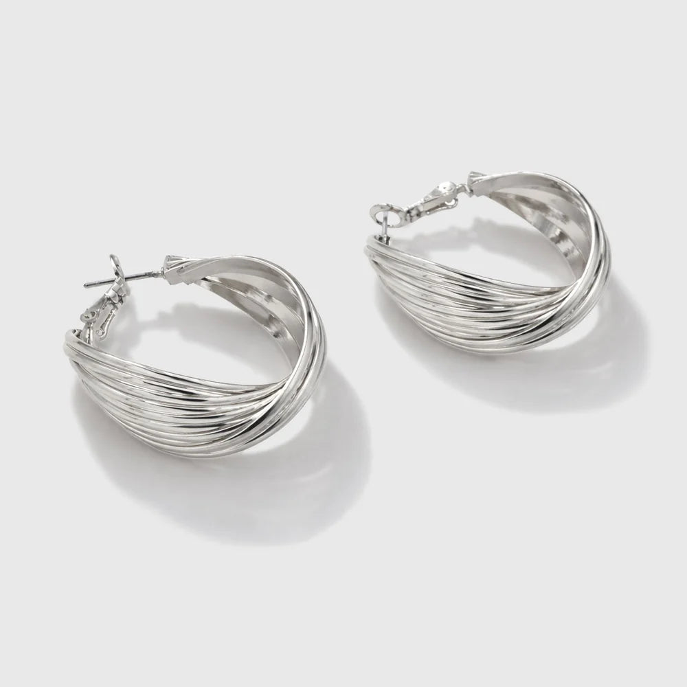 Bizou | Silvered Twisted Earrings