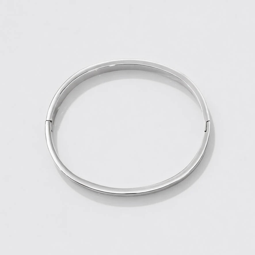 Bizou | Silvered Grooved Bangle