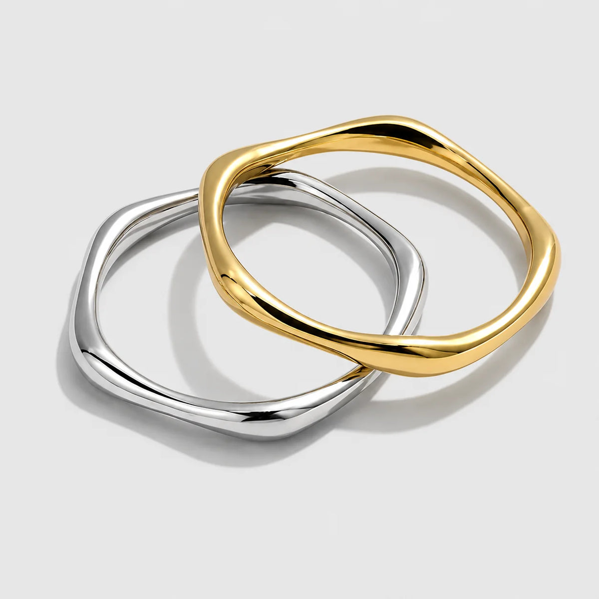 Bizou | Two-Tone Wavy Ring Duo