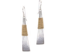 Marjorie Baer- Silver Triangle Earrings With Gold Wire