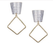 Marjorie Baer- Abstract Square Clip on Earrings