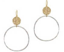 Marjorie Baer- Silver Hoops With Gold Coin
