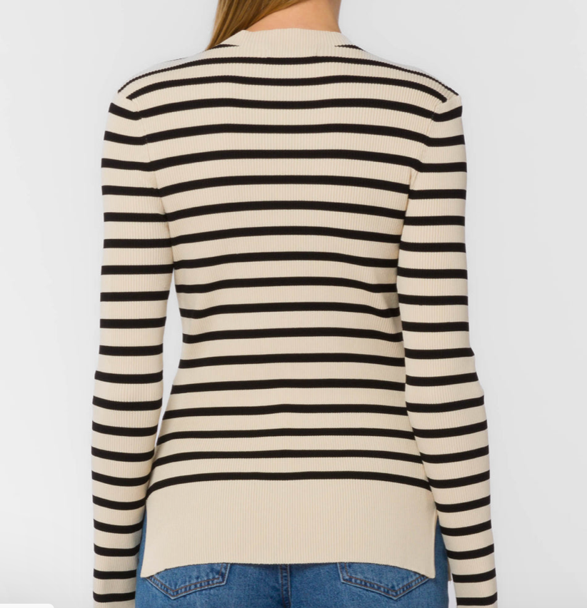 Velvet Heart- Striped Sweater-Ivory/blk