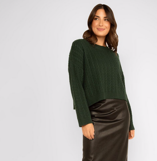 Lucy Paris-Shay Cable Knit Sweater-Pine