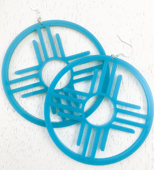 Cultura Corazon- Large Zia Hoops- Turquoise