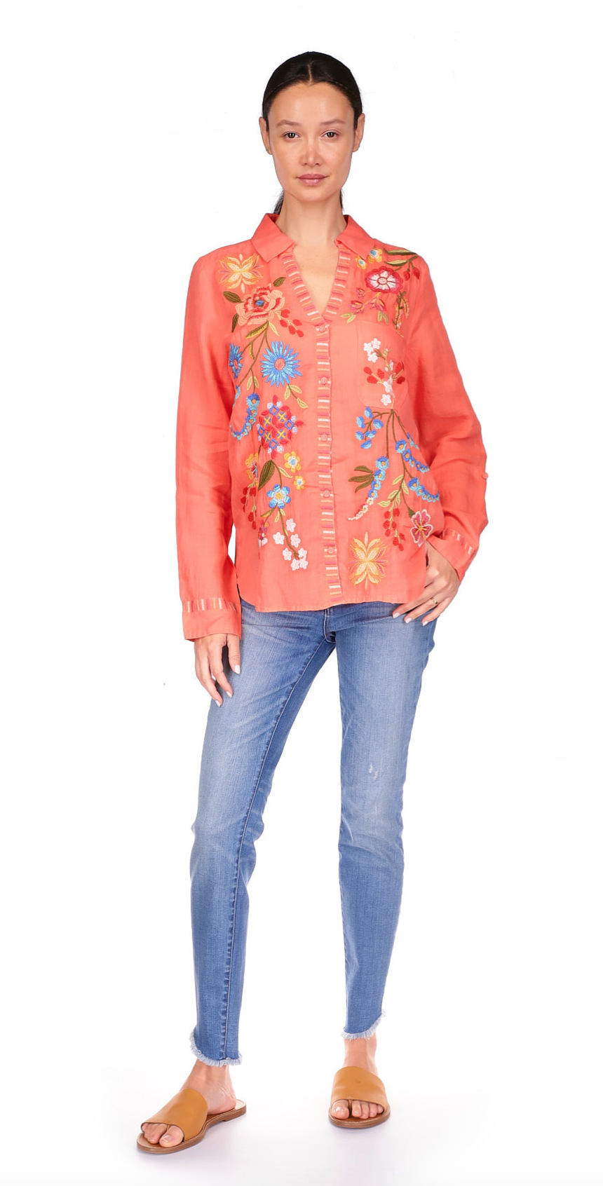 Johnny Was - Dionne Blouse- Coral