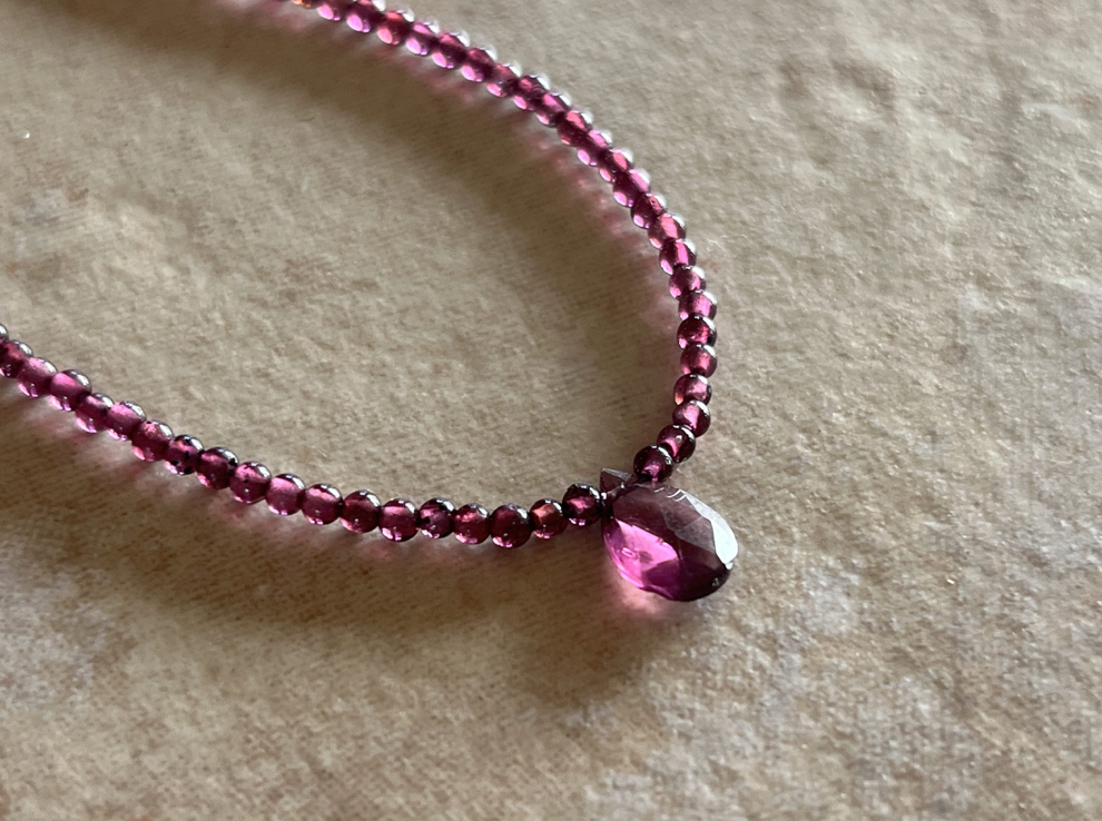 Seeds and Stones - Purple Garnet Seed Bead Necklace