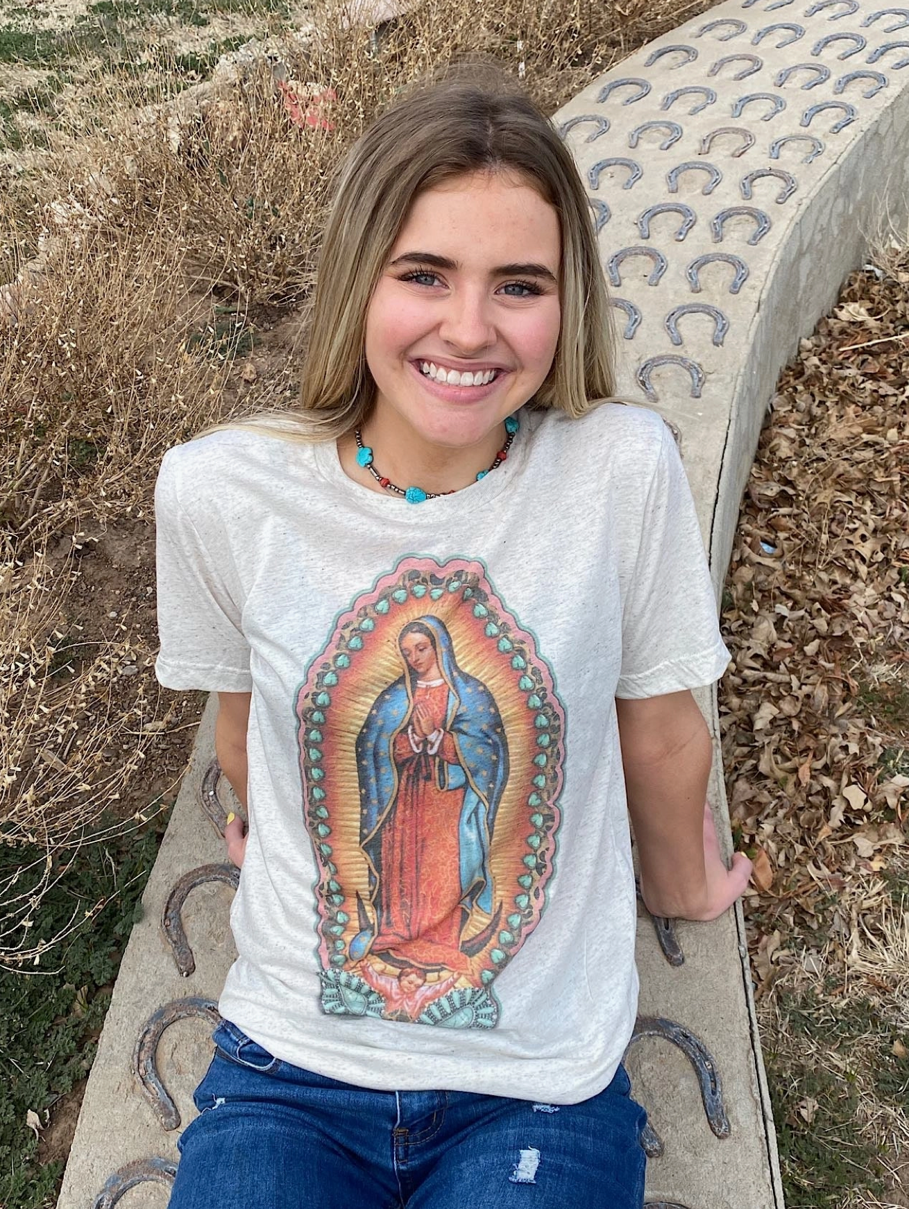 Lady Guadalupe T Shirt W/ Turquoise