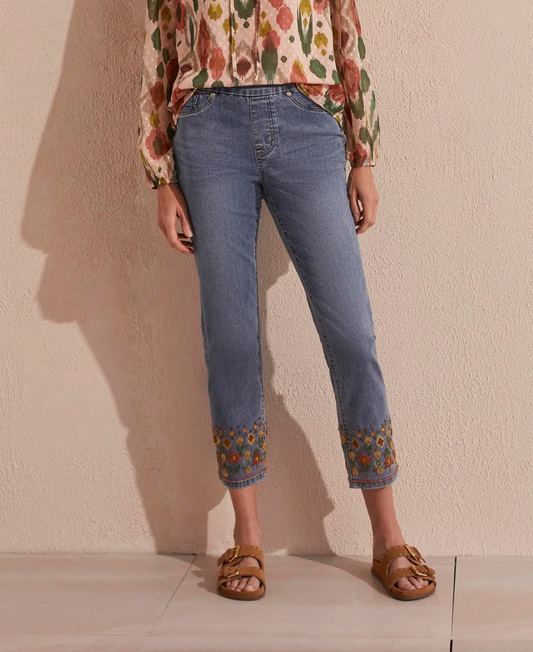Tribal - Pull-on Embroidered Jeans