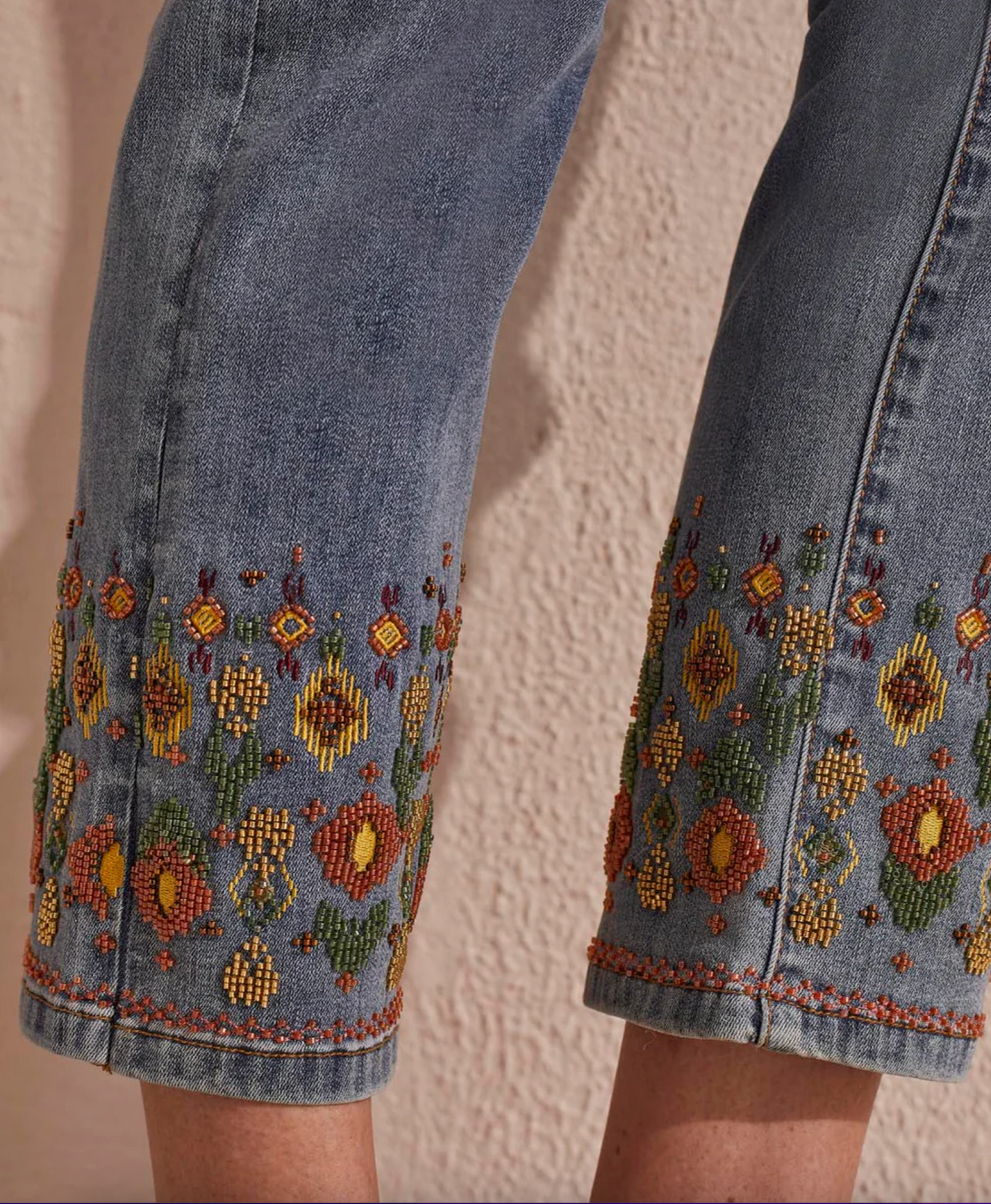 Tribal - Pull-on Embroidered Jeans