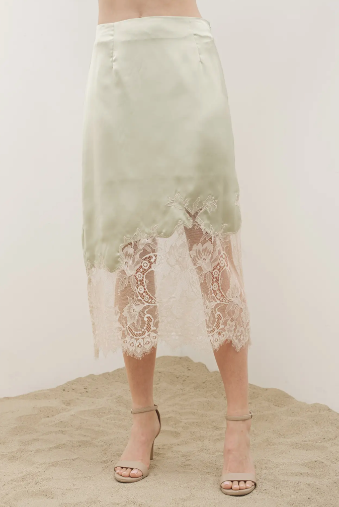 Aaron & Amber - Lace Bottom Midi Skirt