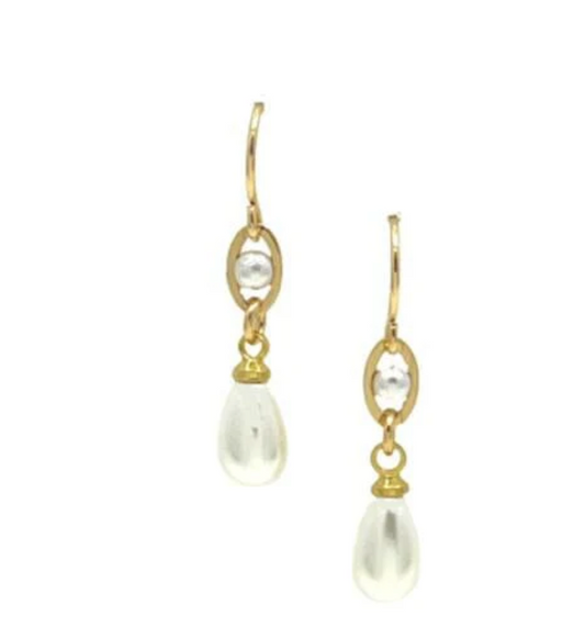 Athena - Gold Eye Pearl Drop Earrings