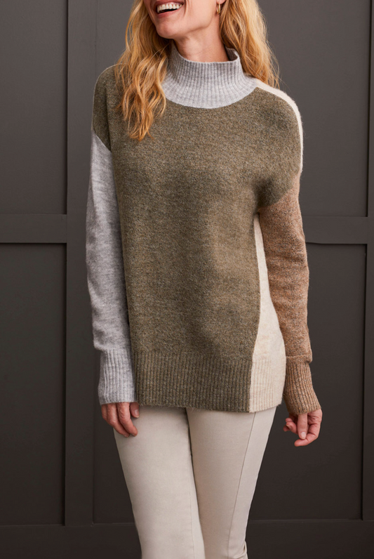 Tribal - Mock Neck Color Block Sweater