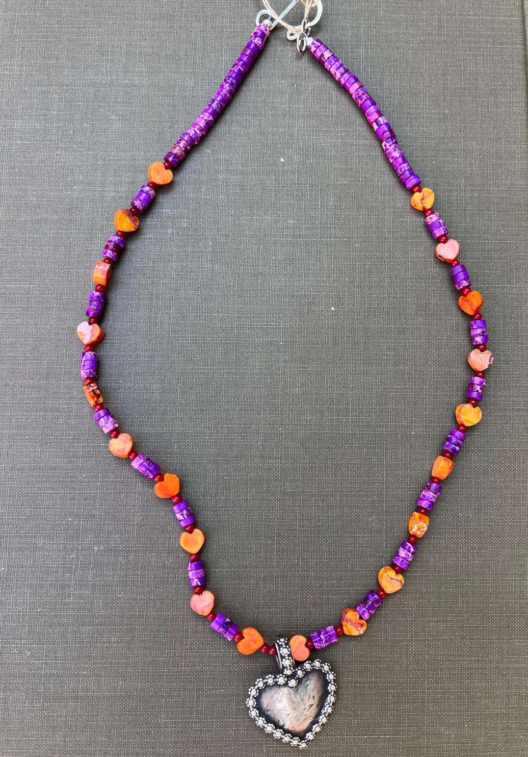 Sophia Alba Designs | Coral & Silver Heart Pendant