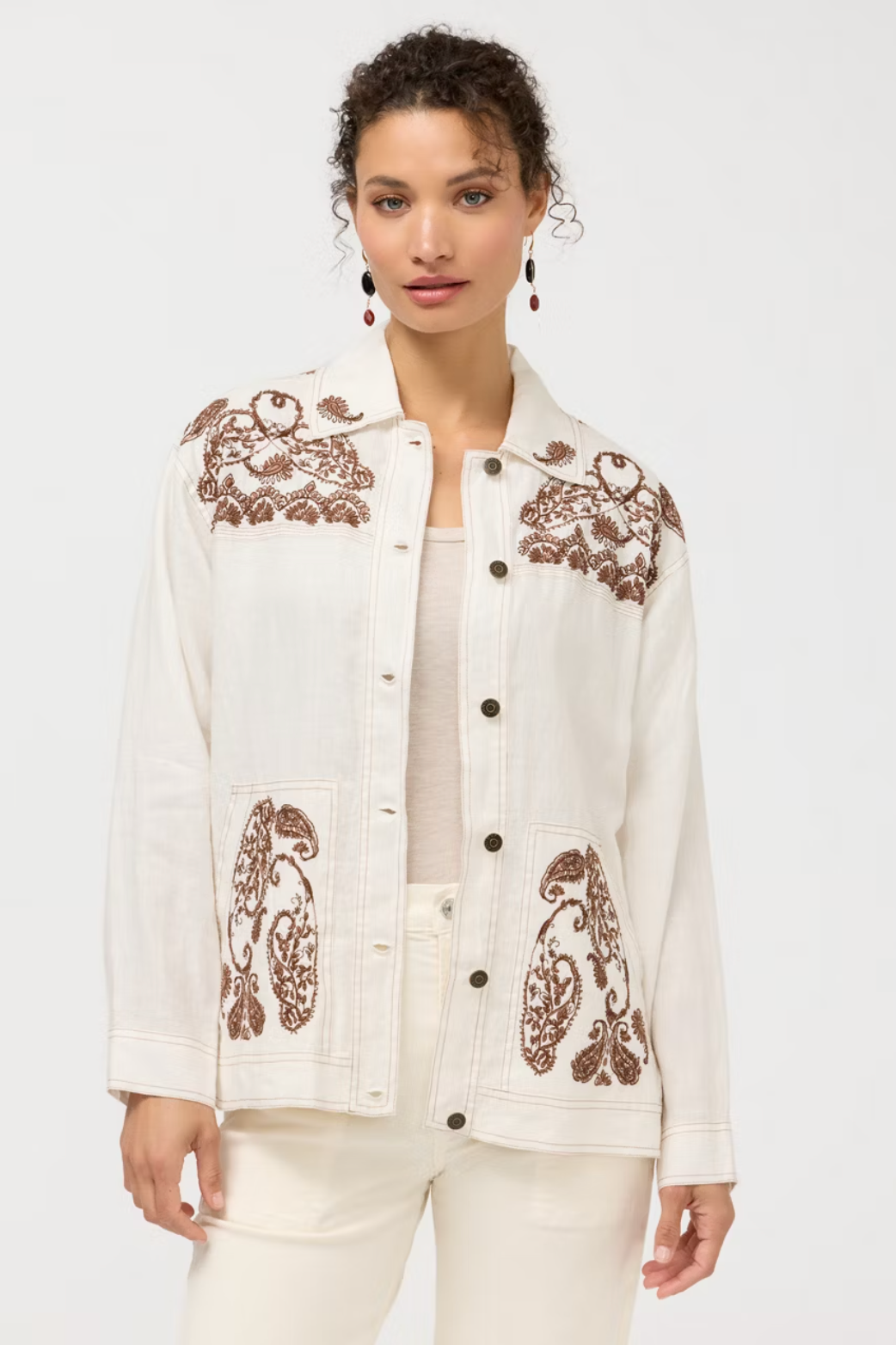 Johnny Was | Linen Trapunto Jacket