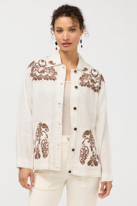 Johnny Was | Linen Trapunto Jacket