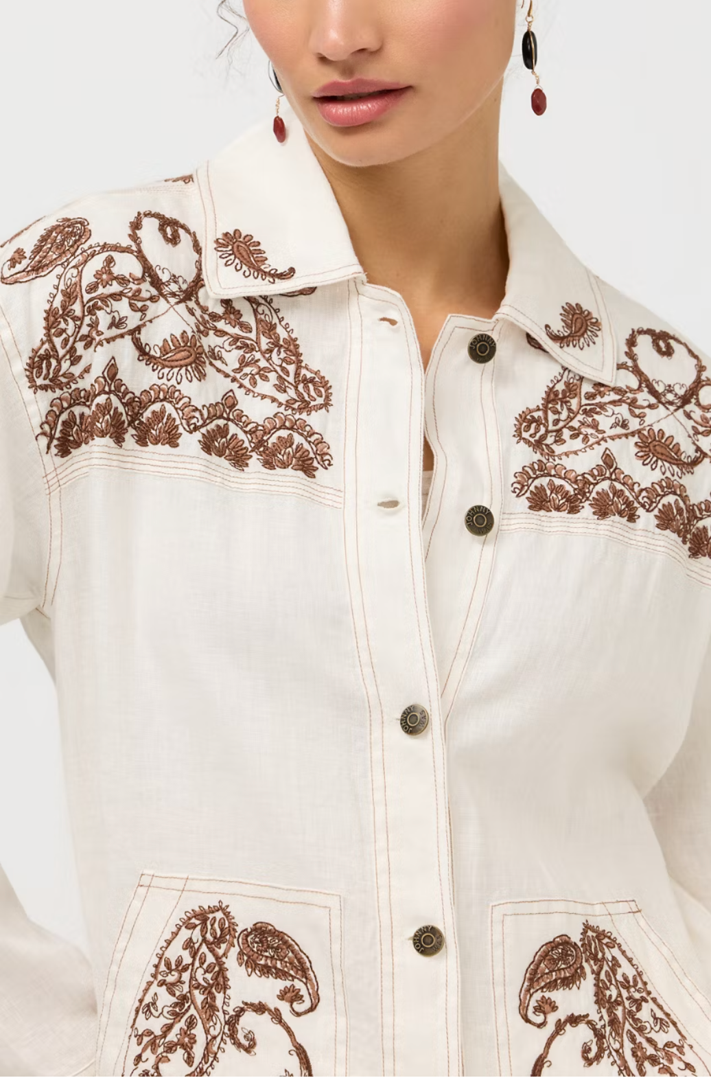 Johnny Was | Linen Trapunto Jacket