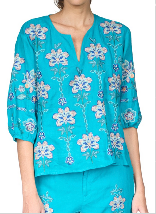 Johnny Was | Split Neck Linen Blouse