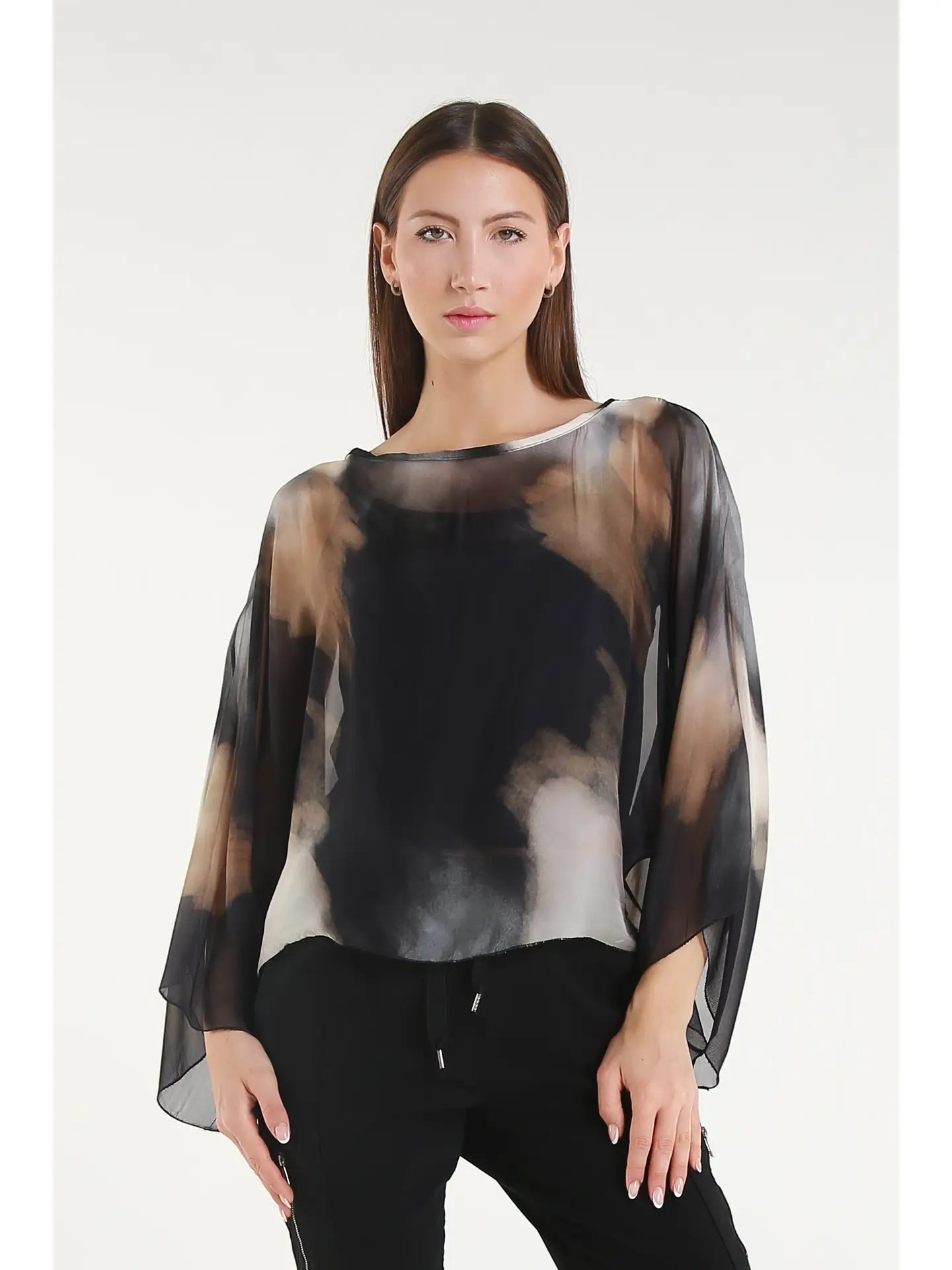 TINA | Sofita Abstract Cropped Silk Kaftan | OS