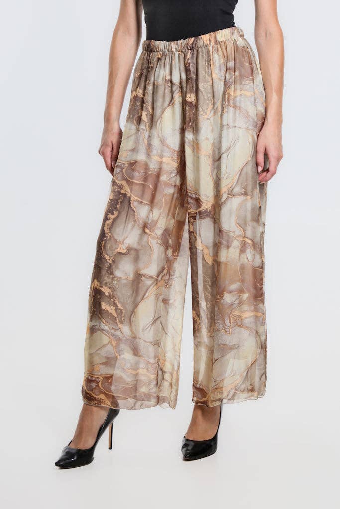 TINA | Marble Roxy Silk Straight Leg Pant | OS