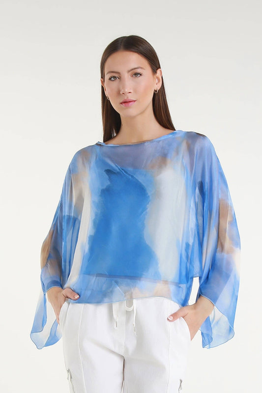 TINA | Sofita Abstract Cropped Silk Kaftan | OS