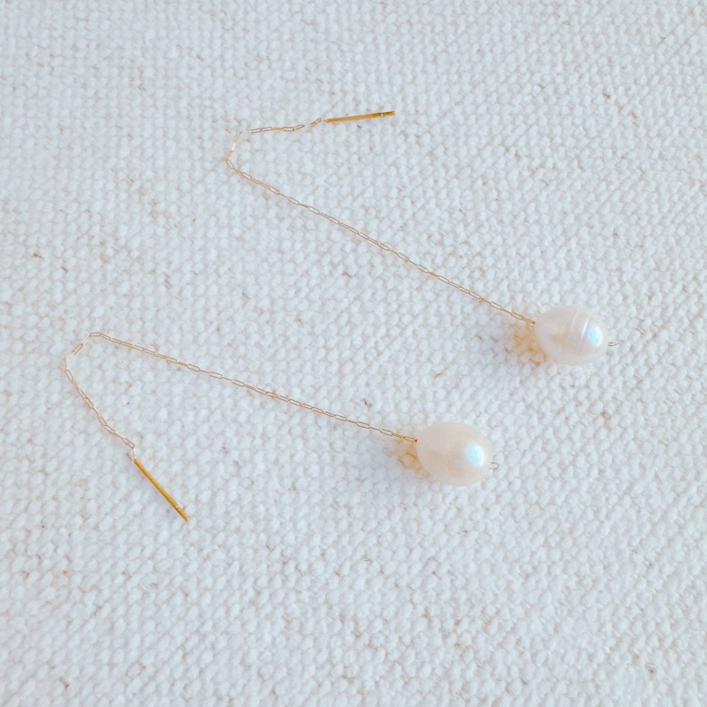 Ellison+Young | Freshwater Pearl Dainty Chain Earrings