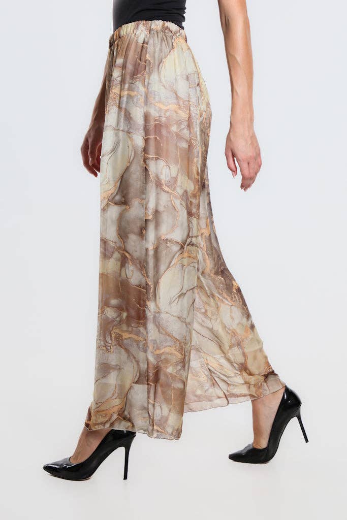 TINA | Marble Roxy Silk Straight Leg Pant | OS
