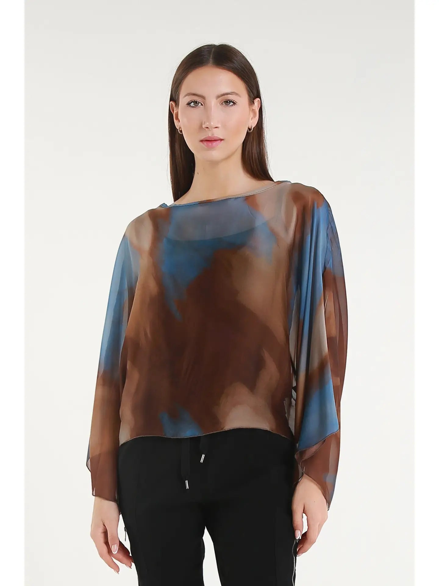 TINA | Sofita Abstract Cropped Silk Kaftan | OS