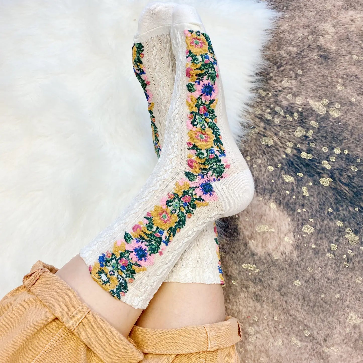 Ellison & Young-Noble Floral Socks