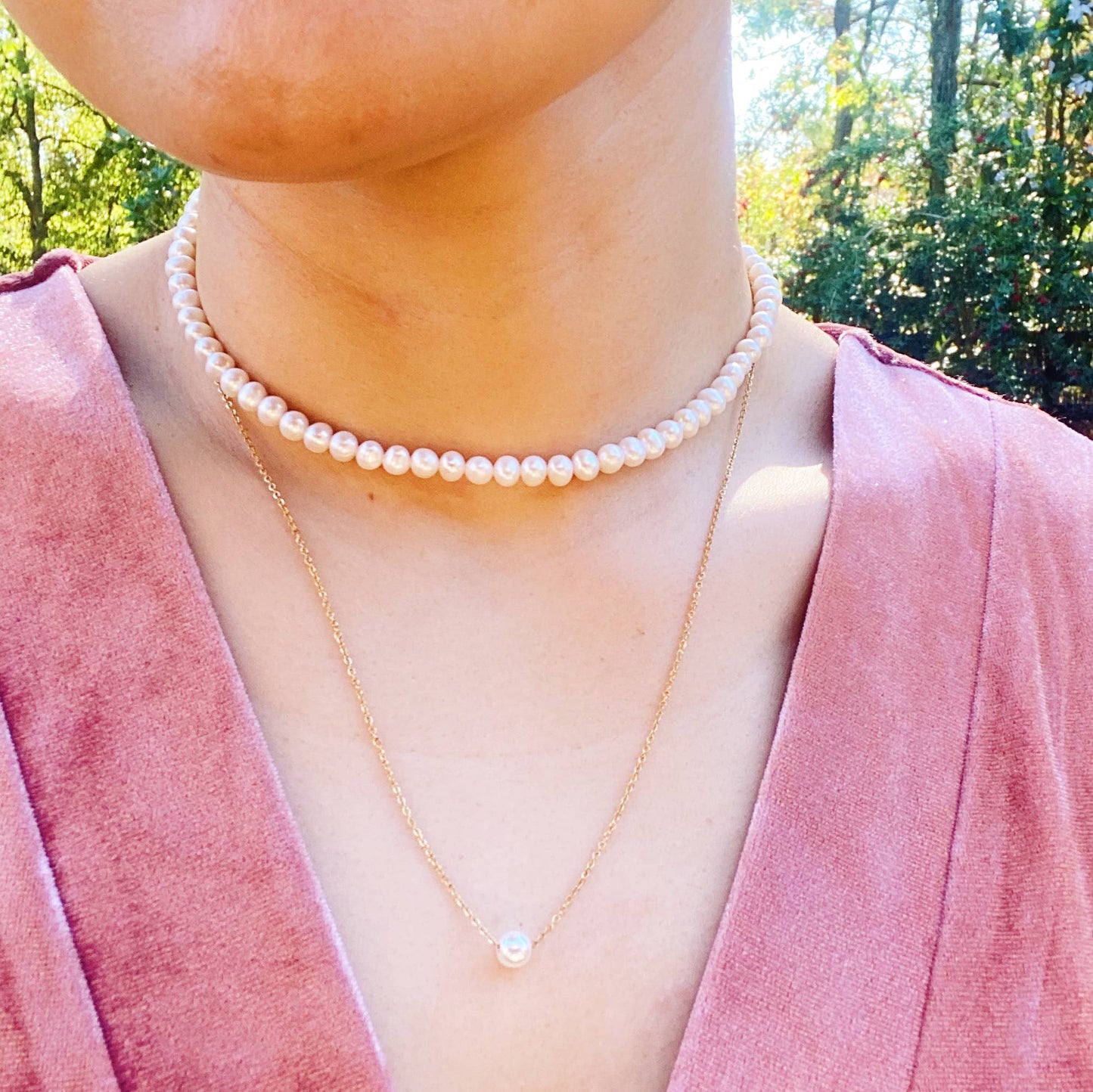Ellison+Young | Dainty Single Pearl Necklace