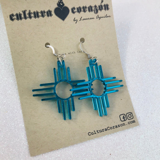 Cultura Corazon- 1.5" Zia Heart- Turquoise Mirror