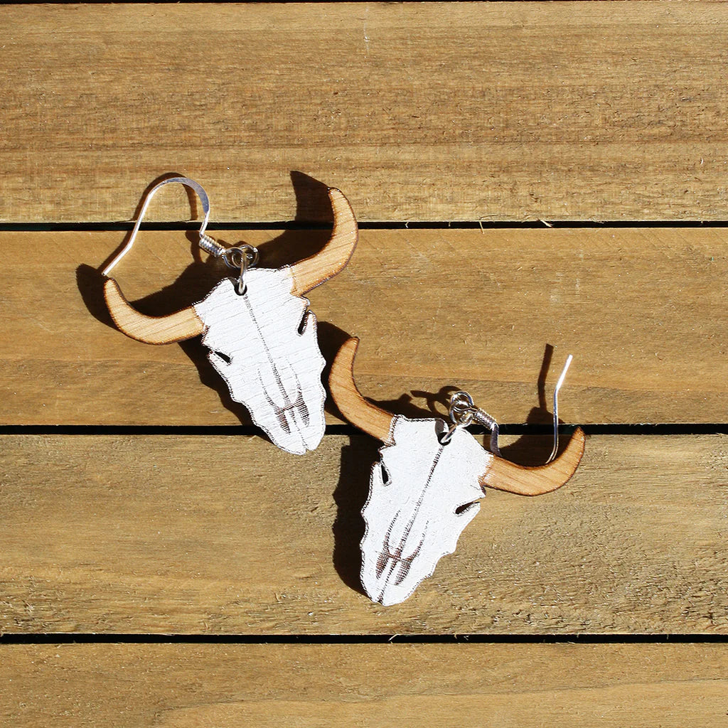Cultura Corazon- Cow Skull Earrings