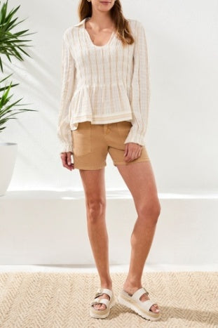 Tribal | L/S Smocking Blouse