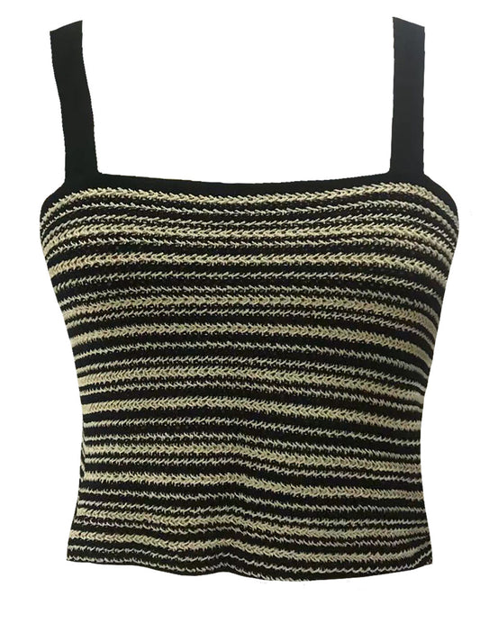 Lucy Paris - Vanessa Crochet Top - Beige/Black