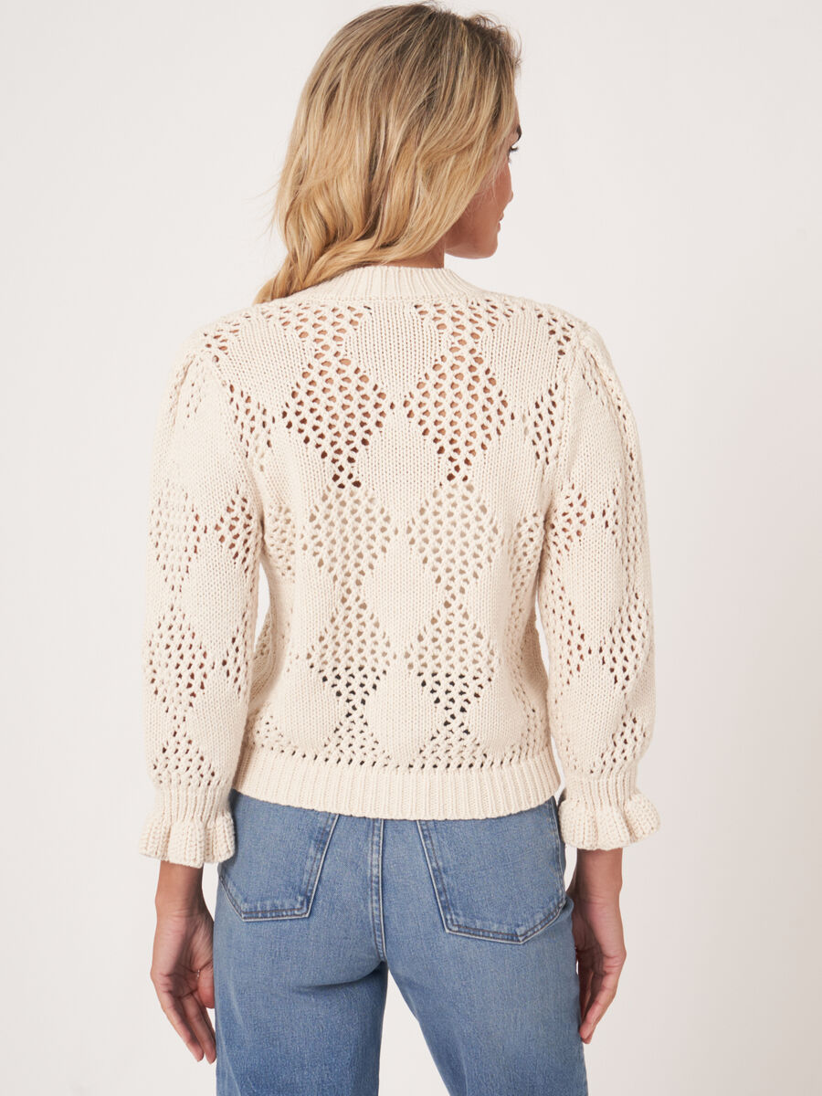 Repeat Cashmere- Open Knit Cardigan- Ivory