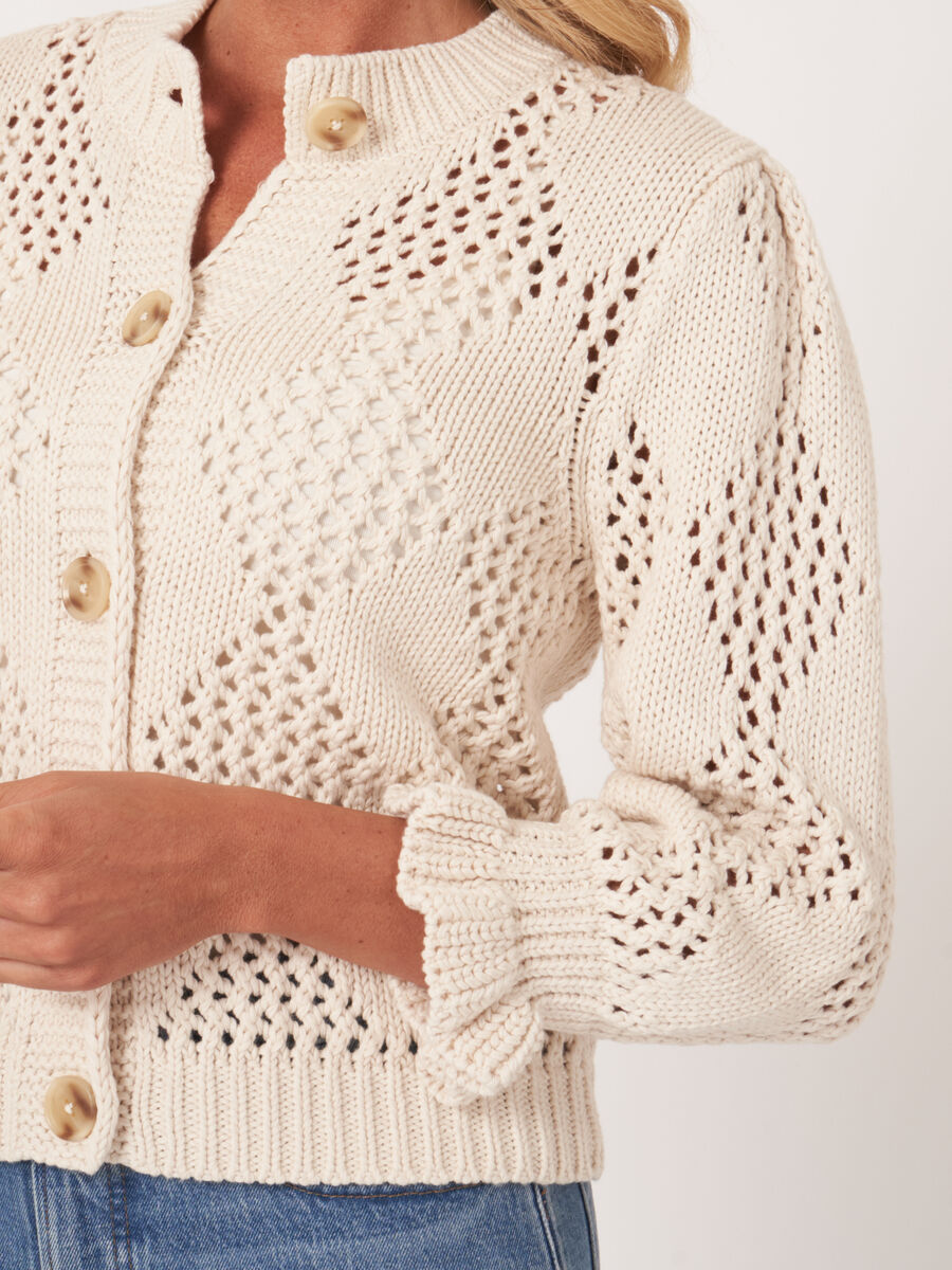 Repeat Cashmere- Open Knit Cardigan- Ivory