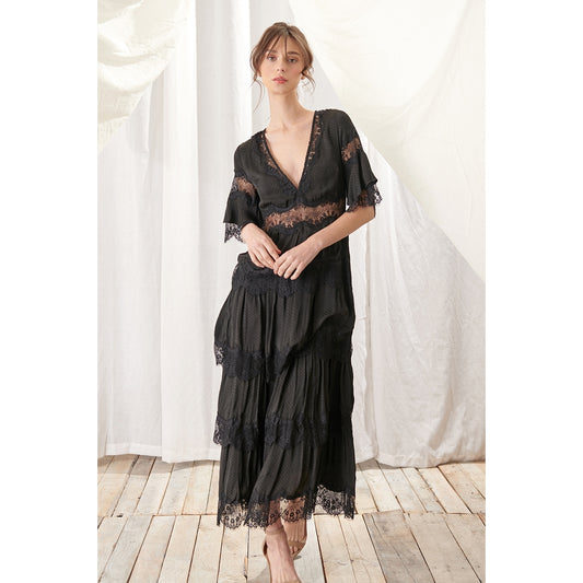 Storia Black Lace Maxi Dress