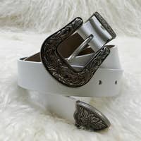Ellison Metal Engraved Belt- White