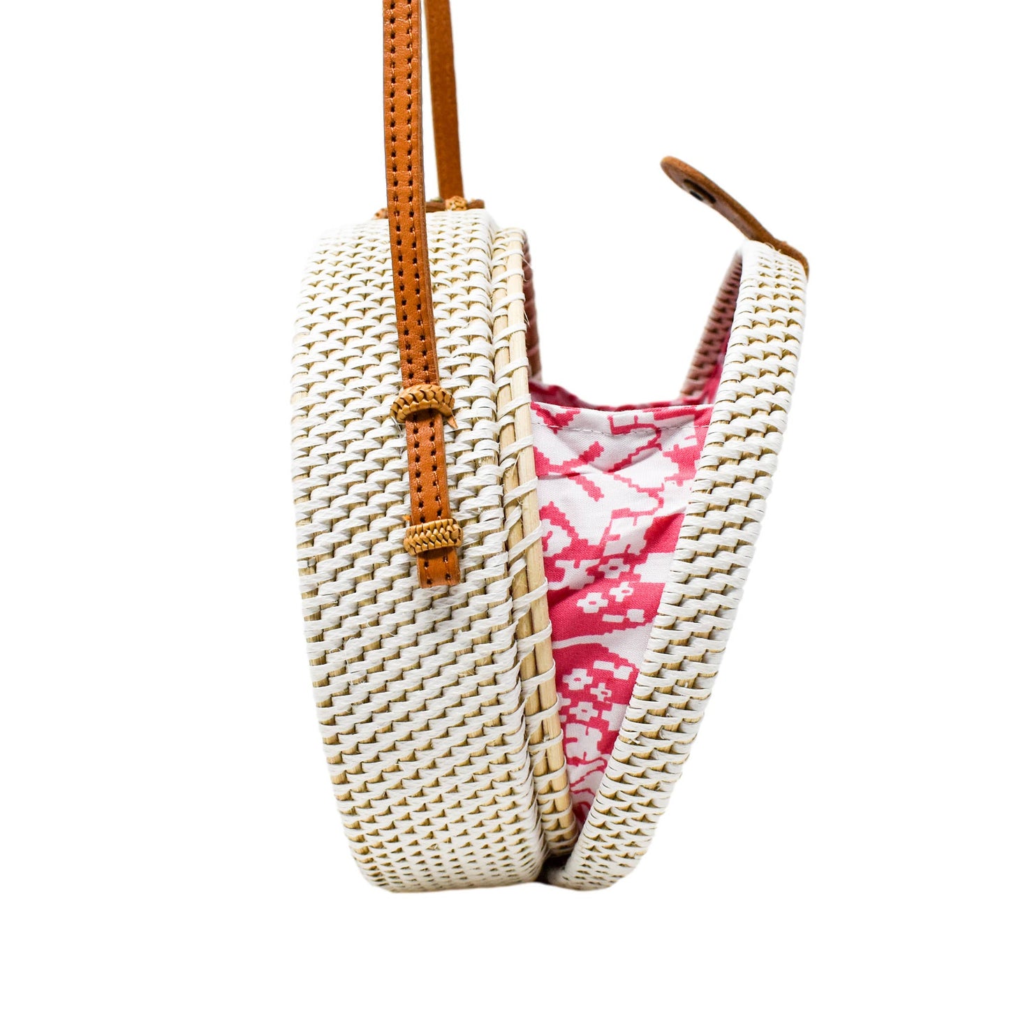 Poppy and Sage White Camilla Bag-Pink Lining