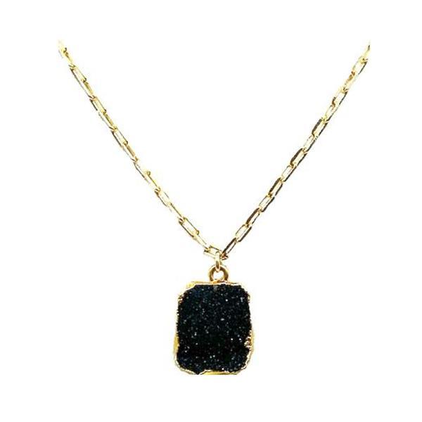 Athena Chainlink Necklace- Black Druzy