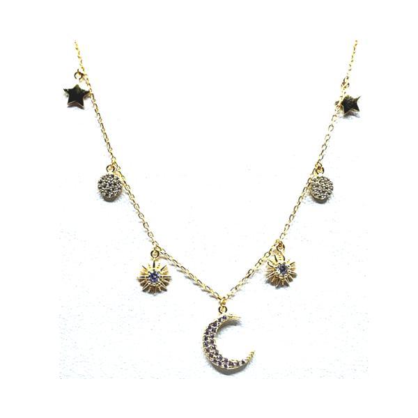 Athena Moon and Stars Charm Necklace
