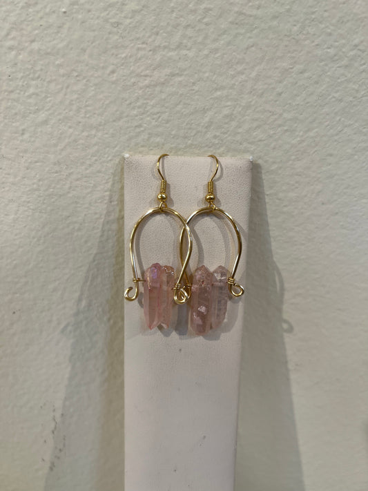 Carmen's Creations- Crystal Quartz Earrings- Light Pink