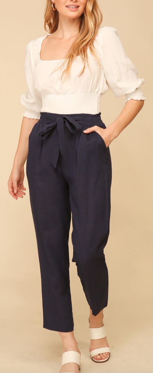 Lumiere- Woven Pants- Navy